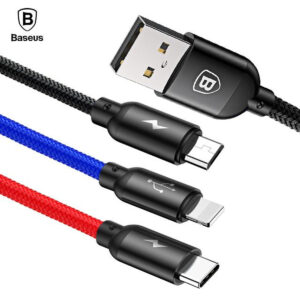 کابل تبدیل USB به microUSB/USB-C /لایتنینگ باسئوس Baseus مدل CAMLT-BSY01