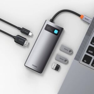 هاب 5 پورت بیسوس Baseus 5 in 1 Multifunctional Type-C HUB CAHUB-CX0G توان 100 وات