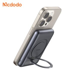 پاوربانک وایرلس 5000 میلی‌آمپر مک دودو مدل MC-8361 | مگ‌سیف 15 وات با استند چرخشی 360 درجه